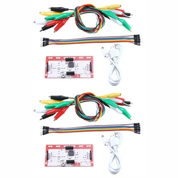 2ШТ Для Makey Основная плата управления Модуль контроллера с USB-кабелем + Соединительный кабель + Зажимы типа 