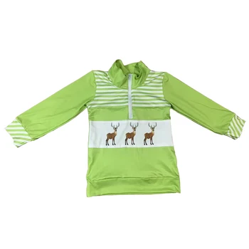 Оптовая Продажа Детский пуловер с принтом Оленя для мальчиков и девочек, Осенние повседневные детские рождественские рубашки с длинными рукавами для девочек