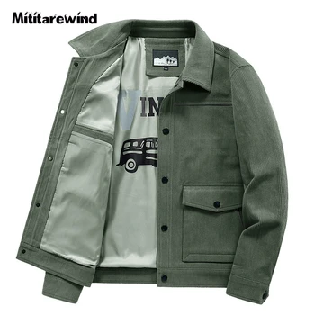 Весенне-осеннее вельветовое пальто, мужская повседневная однобортная куртка в стиле милитари в стиле ретро, мужское однотонное пальто для мужчин, высококачественная верхняя одежда