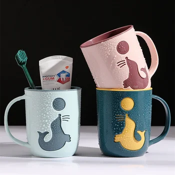 Большие чашки для пар с рисунком дельфина Чашка для зубной щетки Кофе Чай Кружка для мытья зубов Кухонные принадлежности для ванной комнаты