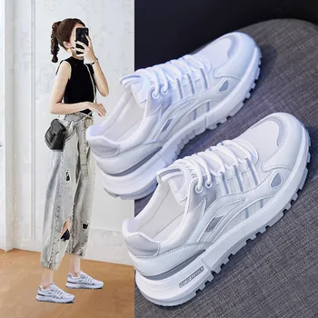 2023, Весенние новые женские кроссовки, Модная женская повседневная спортивная обувь на шнуровке в стиле пэчворк, дышащие кроссовки из воздушной сетки