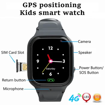 4G Sim-карта GPS Смарт-часы Детские часы-телефон Монитор обратного вызова SOS с большой батареей 400 мА Видеозвонок Детский телефонный звонок