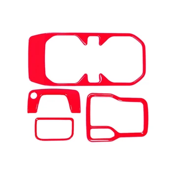 Держатель стакана переключения передач, подлокотник, накладка на замочную скважину для Wrangler JL JT 2018-2022, ABS красный