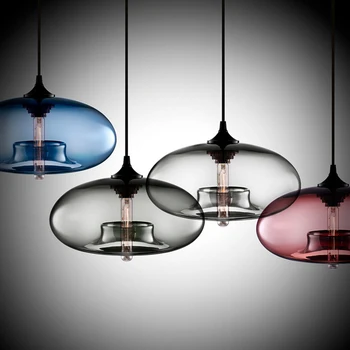 Подвесной светильник из цветного стекла e27/ e26 в стиле модерн в стиле ар-деко со светодиодной подсветкой, шнур для ресторана, гостиной, кухни, бара, кафе