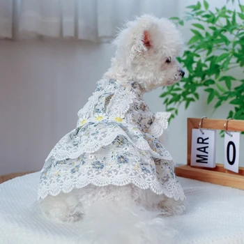 Платье для собак с кружевным цветочным декором, Юбка для собак, Весенне-летние свадебные платья, Прямая доставка