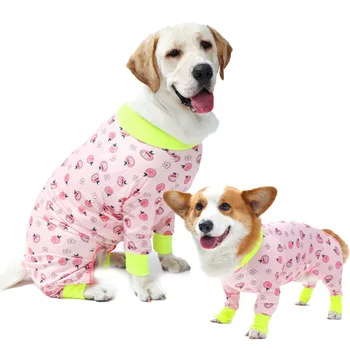 Пижамы для собак, комбинезоны, удобный эластичный комбинезон с принтом, костюм для домашних животных, пальто для собак, одежда с героями мультфильмов, хирургический халат с запахом на животе, спортивный костюм