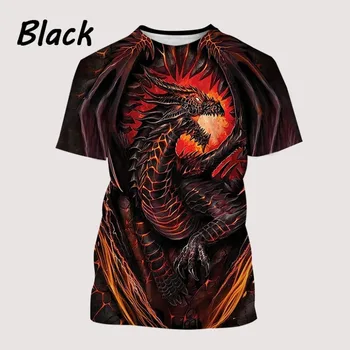 3D печатных футболка дракон Т негабаритных новый стиль кошмарным графический мужская мода уличная вокруг шеи короткий рукав топы футболки
