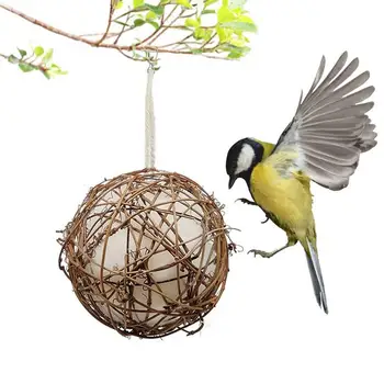 Домик для гнездования колибри Домик для гнездования колибри, который легко повесить, аксессуары для птиц, натуральный ротанговый шар для патио, дворов, садов