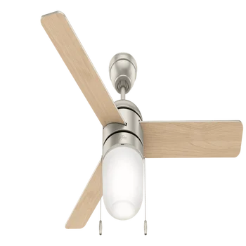 Потолочный вентилятор Acumen из матового никеля с комплектом освещения и выдвижной цепочкой