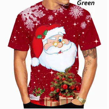 2023 Новый стиль рождественской футболки с 3D-печатью Санта-Клауса для мужчин и женщин в канун Рождества, футболки с короткими рукавами и индивидуальными топами