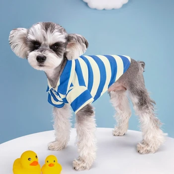 Одежда для собак, полосатая футболка для маленьких домашних животных, бишон бульдог, рубашка-поло с коротким рукавом, 2 штанины, летняя одежда для щенков, наряды для кошек