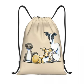 Итальянский рюкзак Greyhound Trio на шнурке, спортивная спортивная сумка для мужчин и женщин, милый рюкзак для дрессировки собак породы Уиппет Сайтхаунд