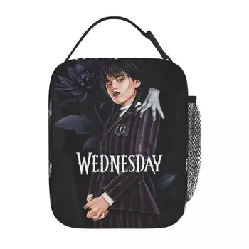 Wednesday Addams Awesome Merch Изолированная сумка для ланча для пикника, коробка для еды, многофункциональный ланч-бокс с термоохладителем уникального дизайна