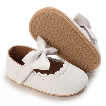Детская повседневная обувь для младенцев и малышей с бантом, нескользящая резиновая обувь на плоской подошве из искусственной кожи для новорожденных Детская повседневная обувь для младенцев и малышей с бантом, нескользящая резиновая обувь на плоской подошве из искусственной кожи для новорожденных 5