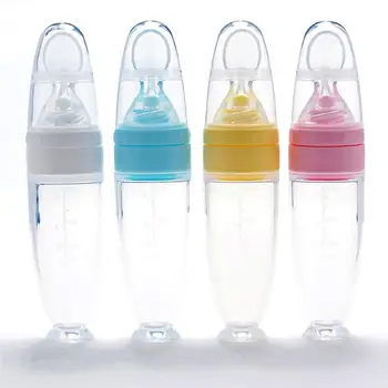 Сжимающая Бутылочка для кормления Силиконовая Ложка Для Кормления новорожденных, Кормушка для каш, Безопасная Посуда, Инструменты
