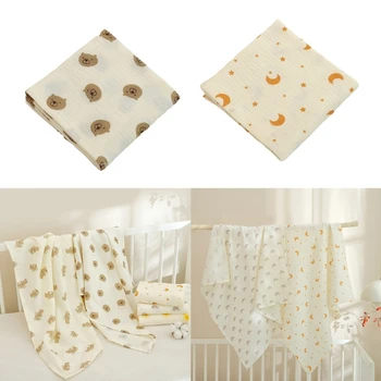 Мягкое и удобное детское одеяло для новорожденных, муслиновые пеленки с мультяшным цветочным принтом, Оберточная ткань, полотенце для кормления