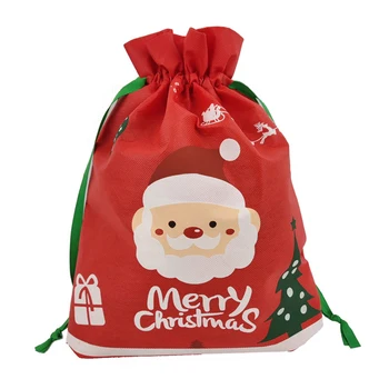 2022 Оптовые сумки Санта Клауса Сумка на шнурке Рождественские подарки Веселые Рождественские украшения для новогоднего пакета конфет Подарочные пакеты Декор