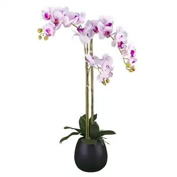 Продается 32-дюймовая искусственная розовая орхидея в керамическом горшке с рельефным рисунком