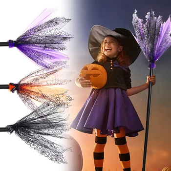 Метла ведьмы для вечеринки в честь Хэллоуина, Детский реквизит для ролевых игр, Летающая метла, Аксессуары для одежды для ролевых игр на Хэллоуин