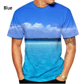 Новая модная мужская повседневная футболка для пляжного отдыха с морским рисунком и 3D-печатью