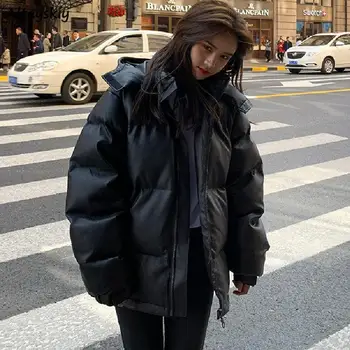 Черные парки, Зимняя уличная одежда из теплого бархата, утепленные пальто Pure Simple, Harajuku Young Leisure, Универсальная классическая корейская одежда