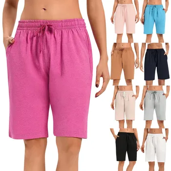 Новые короткие брюки для женщин, повседневные брюки, плиссированные брюки с высокой талией, свободная талия, со множеством карманов, повседневные брюки, винтажные брюки