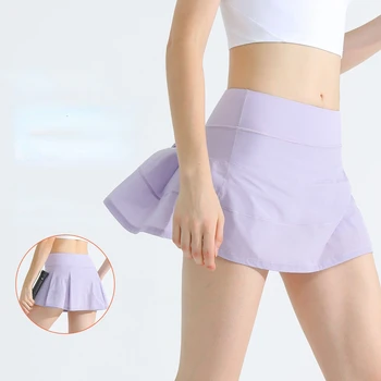 Летние женские теннисные кюлоты для бега, поддельная дышащая короткая юбка для гольфа и бадминтона из двух частей, противоскользящая спортивная походная юбка