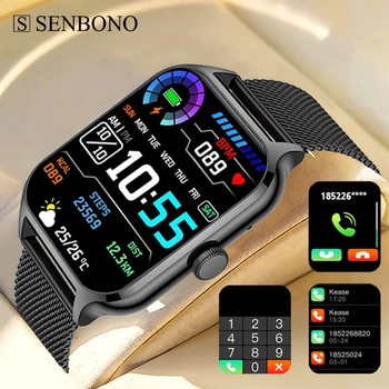 SENBONO 2023, умные часы с большим экраном 1,91 дюйма для мужчин и женщин, 120 + спортивный режим, смарт-часы с Bluetooth-вызовом для IOS и Android, Xiaomi