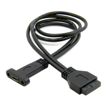 1 шт. однопортовый USB 3.1 Type C Разъем USB-C от материнской платы USB-C к материнской плате USB 3.0 19-контактный Разъемный кабель черный 50 см