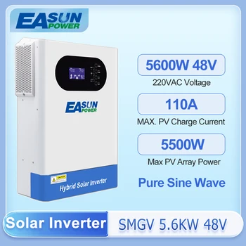 EASUN Чистый синусоидальный инвертор 5.6 kW Soalr Инвертор С WiFi PV входом 500Vdc Мощностью 5500 Вт MPPT 100A Зарядное Устройство 220VAC 48VDC