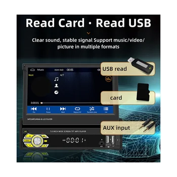1 Din 7-дюймовый автомобильный выдвижной экран Беспроводной CarPlay Android Auto Автомобильное портативное радио Bluetooth MP5 FM-приемник хост