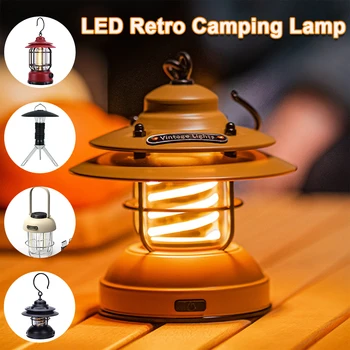 Ретро светодиодные кемпинговые фонари USB перезаряжаемые подвесные лампы для палатки Мини-фонарь Водонепроницаемый для наружного декоративного освещения