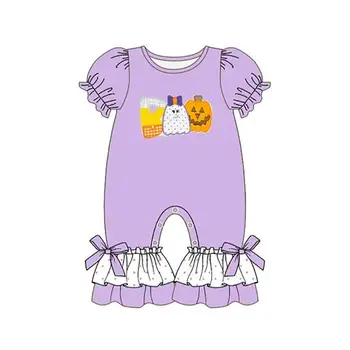 Детская одежда с забавной тыквой на Хэллоуин, комбинезон для новорожденных из молочного шелка, одежда для ползания младенцев, цельная пижама