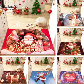 Мультяшный коврик Санта-Клауса для входной двери, Нескользящий ковер для гостиной, спальни, Рождественское украшение дома, коврики для прихожей