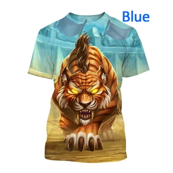 Модная футболка унисекс с 3D-принтом в виде животного, креативная дышащая рубашка с круглым вырезом и короткими рукавами в виде тигра, футболка унисекс