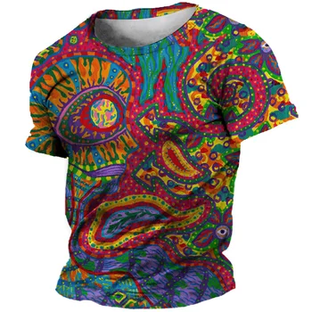 Летняя 3D Этническая одежда, Большая Мужская футболка С принтом, Рубашка в стиле Хип-Хоп, Уличная Одежда в стиле Ретро, Цветная футболка