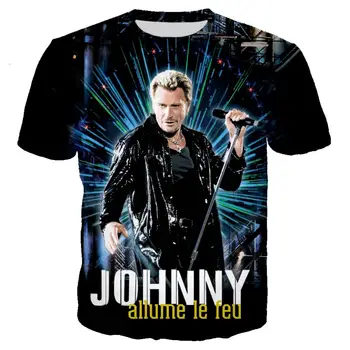 2021 Французская футболка Johnny Hallyday с 3D принтом, рок-футболки, Мужская Женская повседневная уличная одежда Harajuku Оверсайз