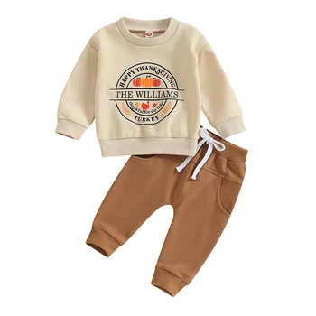 Louatui, осенняя одежда для малышей и мальчиков из 2 предметов, толстовка с длинными рукавами и принтом регби, толстовка с эластичными штанами