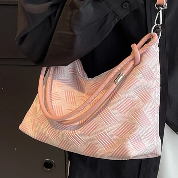 Женская сумка Pink Clouds, летняя Нежная женская сумка-тоут в среднюю полоску, портативная нейлоновая ткань, Женские сумки-бродяги подмышками.