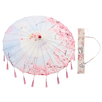 Зонтик из промасленной бумаги в японском стиле, винтажный реквизит для косплея, классический декор, фестивальная шелковая ткань, китайский складной