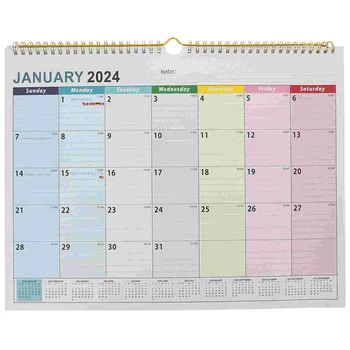 Настольный Календарь, Настенный Календарь на 2024 год, Подвесной Бытовой Аксессуар для дома, Вертикальная Ежедневная Бумага с четкой печатью на месяц.