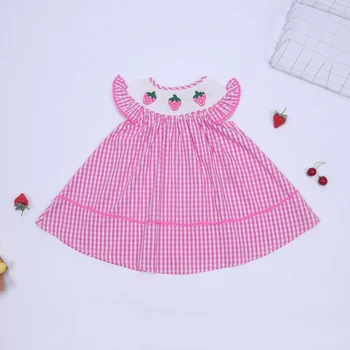 Комплект одежды для маленьких девочек, Летний Розовый халат, милая детская одежда принцессы клубничного цвета для дня рождения, хлопковая юбка для отдыха