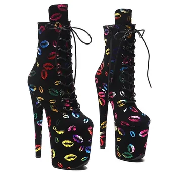 LAIJIANJINXIA/ Новая мода, 20 см/8 дюймов, обувь для танцев на шесте с искусственным верхом, женские современные ботинки на платформе на высоком каблуке
