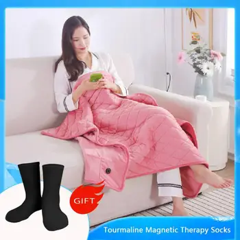 Одеяло с электрическим подогревом, зимнее большое теплое одеяло, пригодное для носки, с питанием от 5 В USB от источников питания, грелка для кровати, одеяло, обогреватель для тела, можно стирать