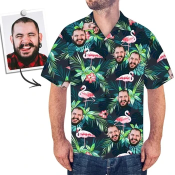 Летняя рубашка для лица с фотографией на заказ - Гавайская рубашка с коротким рукавом и пуговицами на фото на заказ - Лучшие подарки для мужчин - Рубашки для пляжных вечеринок