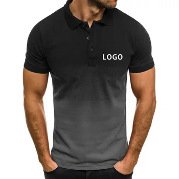 Летние мужские рубашки поло с индивидуальным логотипом, футболка с принтом 