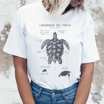 Новая летняя женская футболка с коротким рукавом Loggerhead Sea Turtle Great White Shark Anatomy, Повседневные футболки с изображением акулы-молота, Топы для девочек