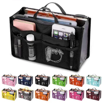 Сумка-вкладыш Женская нейлоновая сумка-органайзер для путешествий, кошелек, женская косметичка с большой подкладкой, дешевая женская сумка-тоут