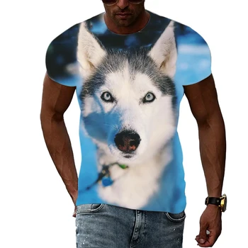 Летние новые футболки с 3D-изображением популярного животного Cool Wolf для мужчин, интересный творческий тренд, футболки с модным принтом с коротким рукавом
