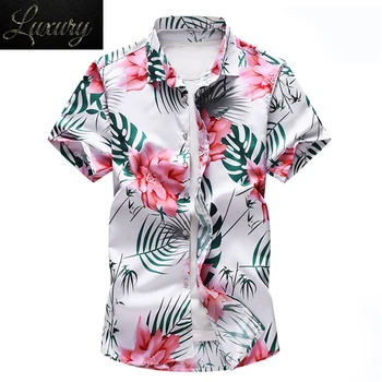 17 цветных летних пляжных гавайских мужских рубашек с коротким рукавом, рубашка с цветочным принтом, праздничная вечеринка, брендовые рубашки Camisa Hawaiana 6XL 7XL